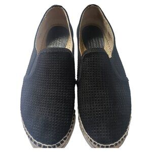 Sh127 Jimmy Choo Black Cubed Suede Dawn Slip On Espadrille 9.5
